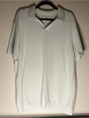 Hollister Cream Textured Knit Polo Sweater